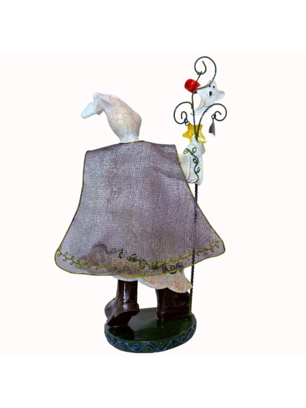Pier One Halloween Ghost Figurine Crackle Metalwork VTG Spooky Folk Art Decor